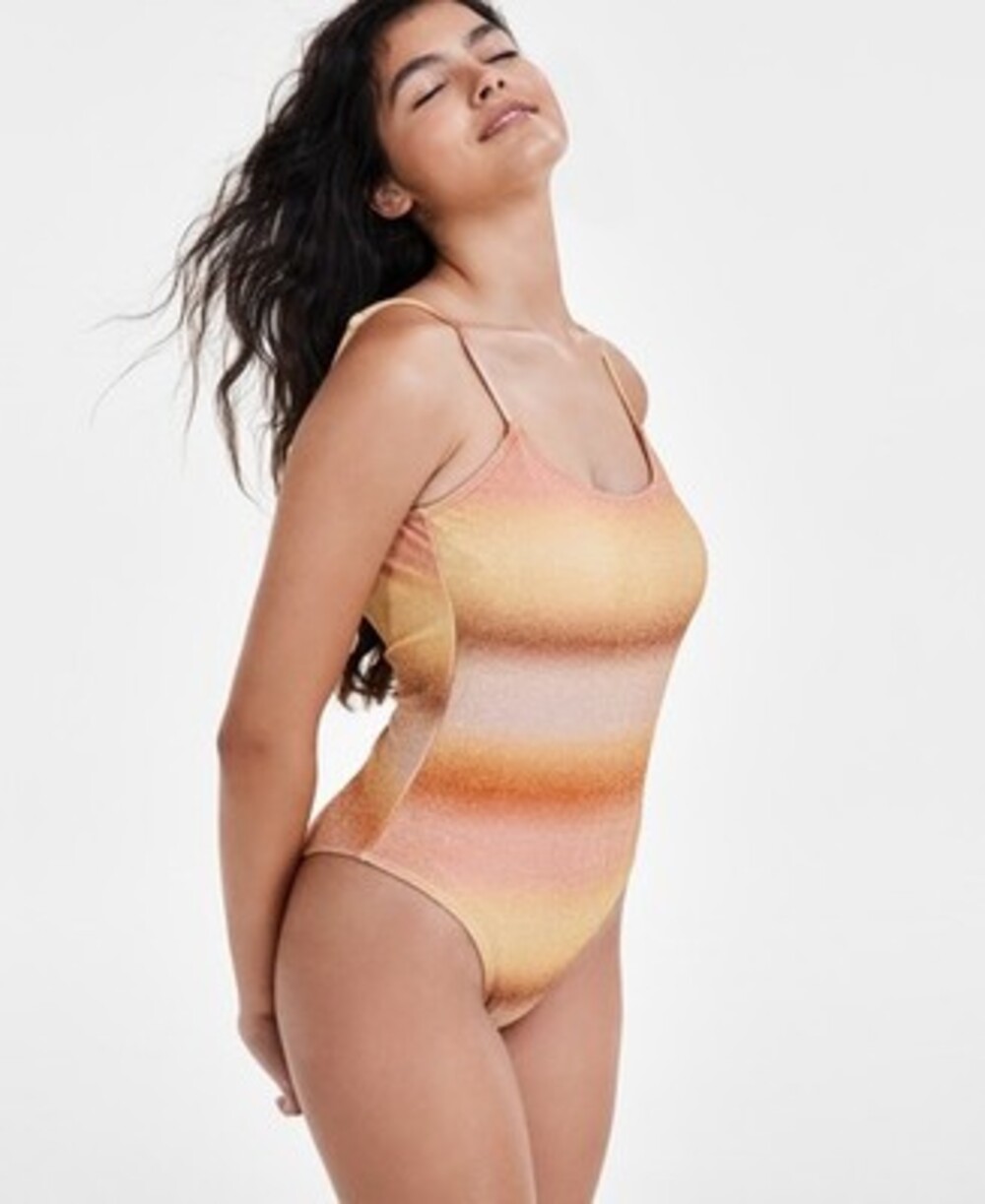 Cotton On Body Glitter Ombre Scoop Neck One Piece Swimsuit Women's M Multi